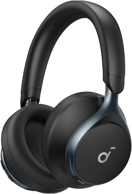 Soundcore by Anker, Space One, Active Noise Cancelling Headphones, 2X Stronger Voice Reduction, 40H ANC Playtime, App Control, LDAC Hi-Res Wireless Audio (Jet Black)