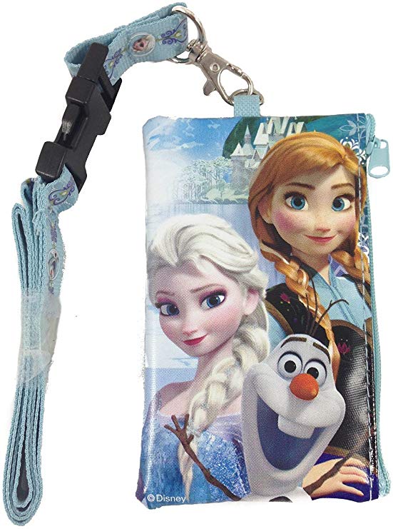 Disney Frozen Elsa and Anna Lanyard Coin Purse Wallet / ID BAG (Snow Blue)