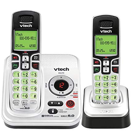 Vtech DECT 6.0 Expandable 2-Handset Cordless Phone System with Digital Answering Device and Caller ID (CS6229-2)