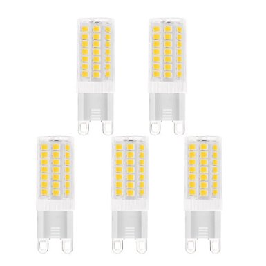 J&C G9 LED light Bulbs, 5W (40W Halogen Equivalent), 400LM, Warm White (3000K), 120V, G9 Bi-pin Base, G9 Warm White Bulbs for Home Lighting (Pack of 5)
