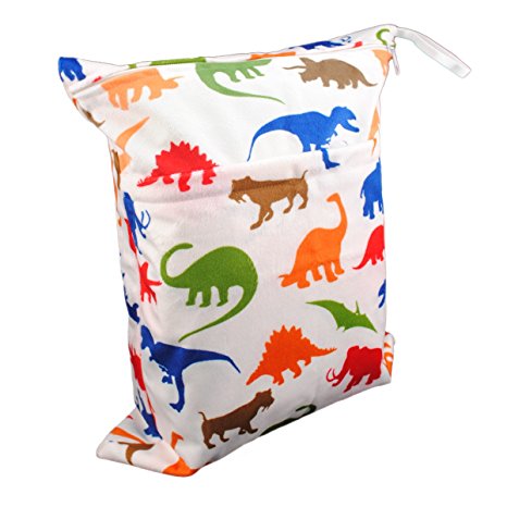 LOVE MY Baby Waterproof Washable Reusable Wet and Dry Cloth Diaper Bag,(dinosaur)