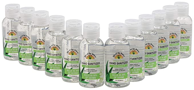 Lily of the Desert Hand Sanitizer - 2oz Bottle (12 Pack) with Organic Aloe, Made in USA, 70% Alcohol, 15% Aloe Vera, Moisturizing Gel for Soft Hands with Vitamin E