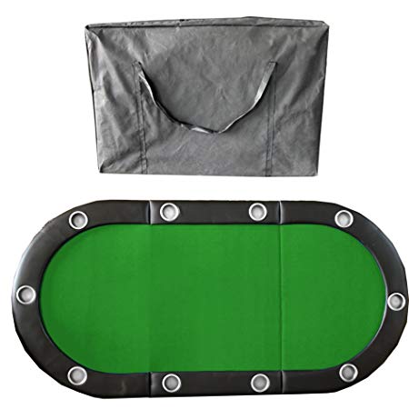 IDS Poker 84" 10 Player Tri-Fold Texas Hold'em Poker Table Top with Carrying Bag Cup Holder