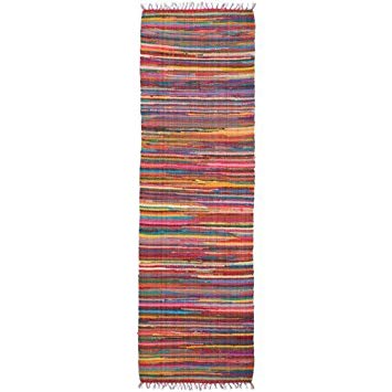 HF by LT Mardi Gras Cotton Rug, 2-1/2' x 8', Durable Handwoven Natural Fiber, Multi-Colored