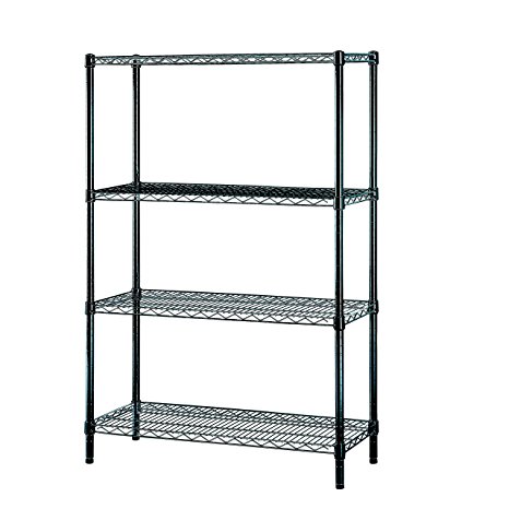 Excel ES-361454P NSF Certified Multi-Purpose 4-Tier Wire Shelving Unit Powder Coat Paint, 36-Inch, Black