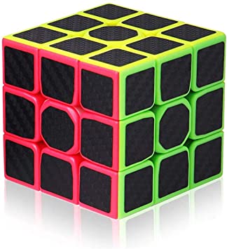 Vdealen 3x3x3 Cube Carbon Fiber Sticker Magic Cube- Smooth Puzzle Cube Toy for Kids & Adults