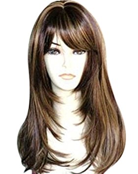Kalyss Women's Wig Long Straight Mix Brown Synthetic Hair wig