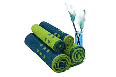 Spaces Atrium 4 Piece 450 GSM Cotton Towel Set - Lime Green and Teal