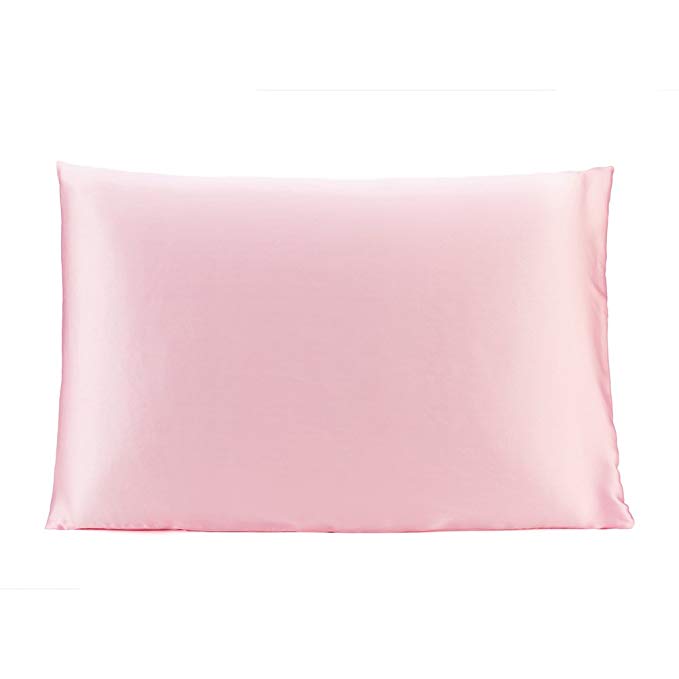 OleSilk 100% Mulbery Silk Pillowcase with Hidden Zipper for Hair and Skin Beauty,Both Sides 19mm Charmeuse Gift Box - Pink, Standard