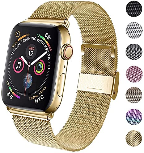 GBPOOT Band Compatible with Apple Watch Band 38mm 40mm 42mm 44mm, Wristband Loop Replacement Band for Iwatch Series 6/SE/5/4/3/2/1-Yellow Gold 38mm/40mm