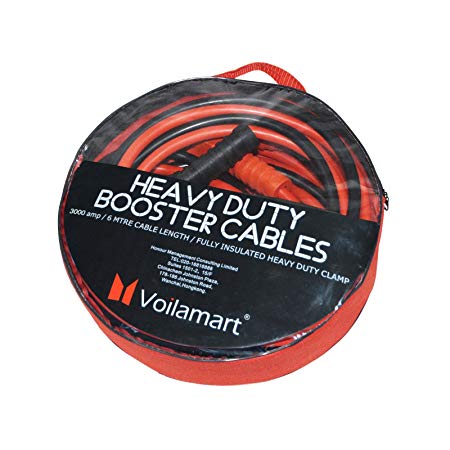 Voilamart Heavy Duty 3000AMP 6M Car Battery Jump Leads Booster Cables Jumper Cable for Petrol Diesel Car Van Truck (Includes Zipped Carry Bag with Handle)