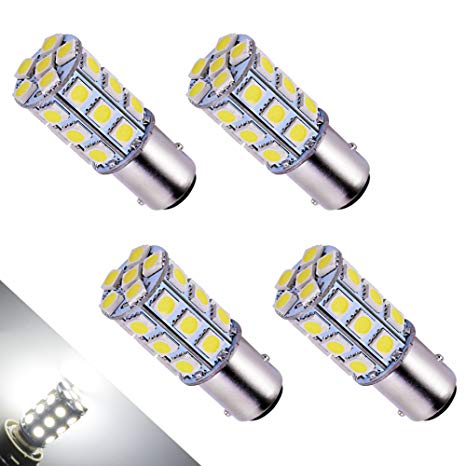 YINTATECH 4x Super White 6000K LED Car Lights Bulb 1157 BAY15D 27SMD 5050 Car RV Turn Signal Parking Lights 7528 2057 2357 DC 12V