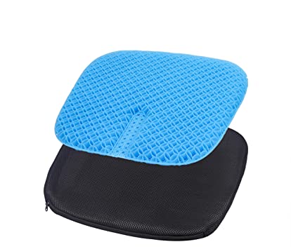 SEAT Cushion PAD for Office and CAR Chair, Wheelchair OR Home. Gel Cushion for Back Pain Relief, Sciatica Pillow for Sitting, Large Durable and Comfortable Cooling PAD with Non – Slip Cover