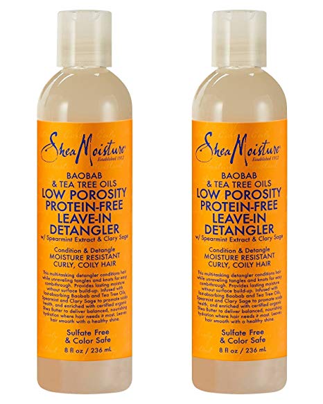 Shea Moisture Baobab & Tea Tree Oils Low Porosity Protein-Free Leave-In Detangler, 8 Ounce