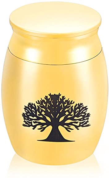 HOUSWEETY Tree of Life Keepsake Funeral Urn for Ashes Custom Engraved - 40mmx30mm Mini Cremation Urn for Human Ashes Adult