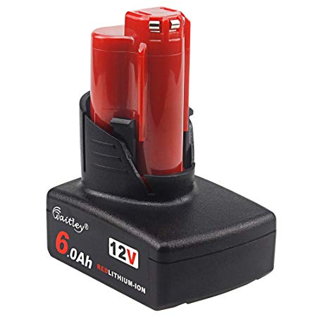 12V 6.0Ah AOYAN M12 Lithium-ion Replacement Battery Compatible with 48-11-2440 48-11-2402 48-11-2411 12-Volt Milwaukee M12 XC Cordless Tools Extended Capacity Batteries