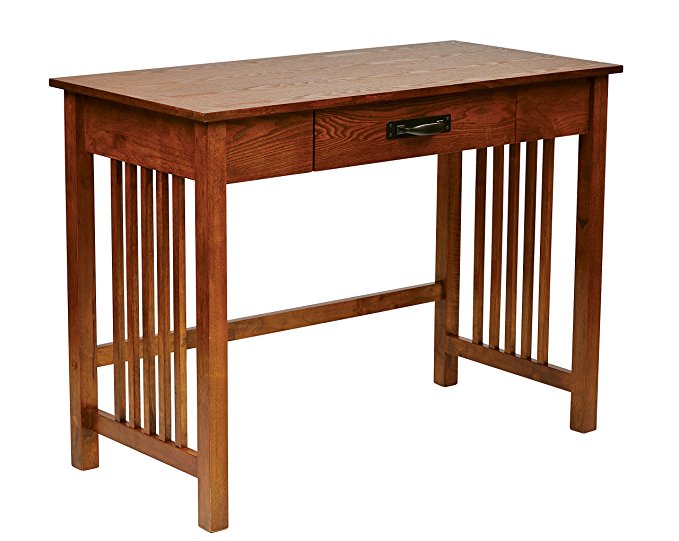 Office Star Sierra Solid Wood Writing Desk with Drawer, Ash Finish