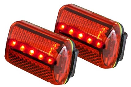 Personal Red Flashing Safety Light with Belt Clip (Set of 2) - up to 100 hours - Water Resistant