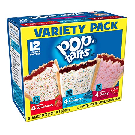 Pop-Tarts Breakfast Toaster Pastries, Flavored Variety Pack, Frosted Strawberry, Frosted Blueberry, Frosted Cherry, 22 oz (12 Count)
