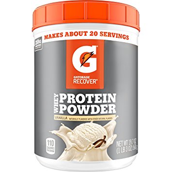 Gatorade Whey Protein Powder, Vanilla, 19.7 Ounce (20 servings per canister, 20 grams of protein per serving)