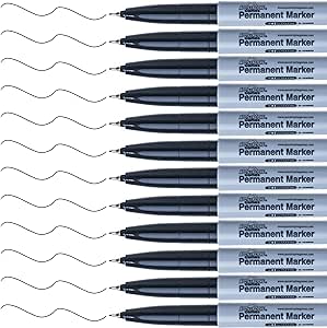 Apostrophe Games Ultra Fine Point Permanent Markers - 12 Pack, Black Pens - Office, School Supplies