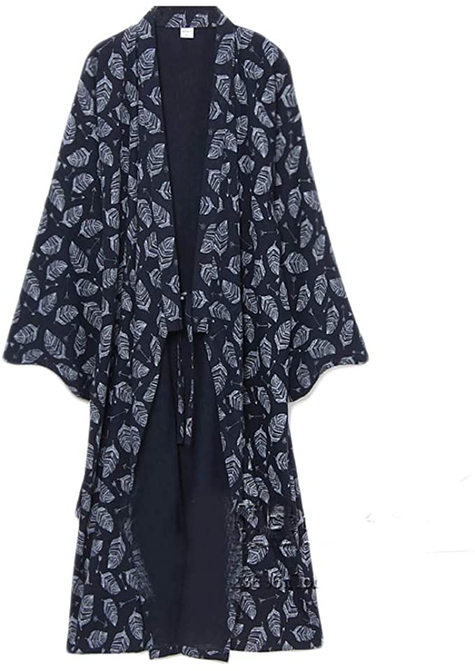 FANCY PUMPKIN Men's Yukata Robes Kimono Khan Steamed Pyjamas #07 Robe, Multicoloured, Large