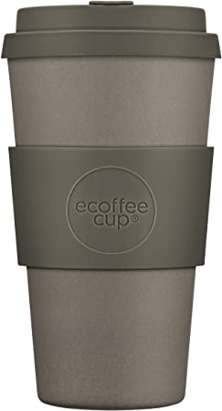 Reusable Sustainable To-Go Travel Coffee-Cup - Ecoffee Cup - Portable Natural Bamboo Fiber Cups With No Leak Silicone Lid - Dishwasher Safe (16oz, Molto Grigio)