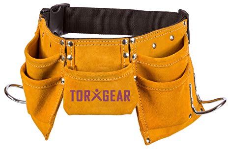 Childs Leather Tool Belt - Suede Leather Working Tool Pouch for Youth Dress Up and Costume