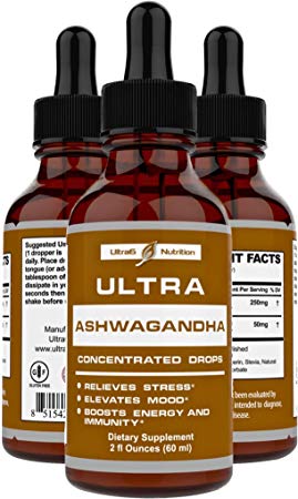 Organic Ashwagandha Root Liquid Supplement - Reduces Anxiety and Adrenal Fatigue - Easy to Take Concentrated Bioavailable Solution - 2 fl oz (60 ml)