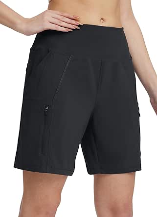 BALEAF Women's Athletic Shorts 7 Inch Long Hiking Shorts High Waist Pockets