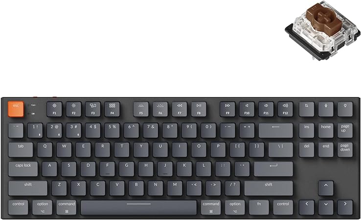 Keychron K1 Wireless Mechanical Keyboard, Tenkeyless Layout Ultra-Slim Bluetooth/Wired RGB Backlit 87 Keys with Gateron Low-Profile Brown Switch Compatible with Mac Windows - Version 5