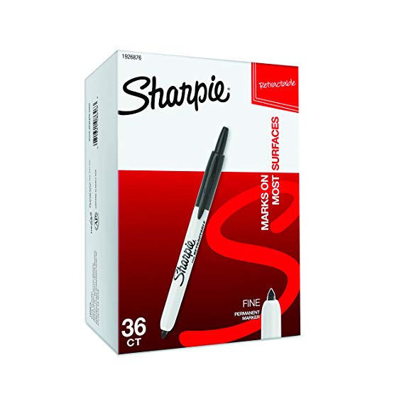 Sharpie Retractable Permanent Markers, Fine Point, Black, 36 Count