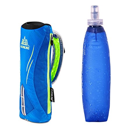 Ezyoutdoor Unisex Marathon Handheld Hydration Pack with 500ML Soft Water Bottle Sport Kettle Holder Outdoor Sports Bag Hiking Running Hand Hold Bag (Blue)