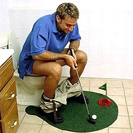 O-Best Toilet Golf Table Games Potty Golfing, Putter Practice in the Bathroom with this Potty Putter, The Golfer's Novelty Gift