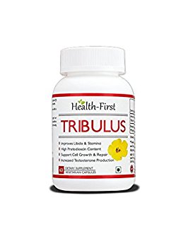 Testosterone Booster by Health-first Tribulus Terrestris - 60 Count 45% Saponins - Highest Purity on the Market - 1600mg Maximum Strength Daily Serving Tribulus (60 capsules)