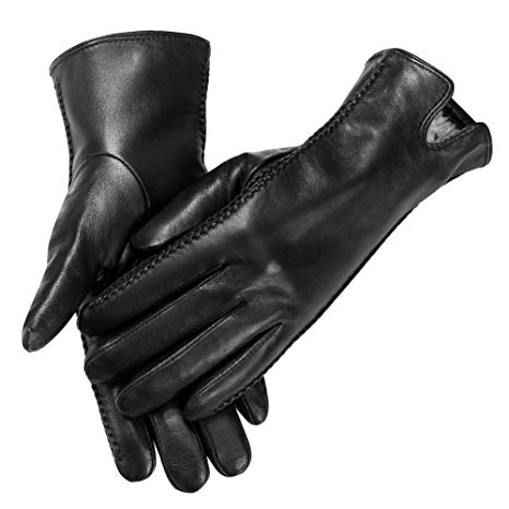 Winter Leather Gloves for Women, with Full-Hand Touchscreen Featured, Warm Driving Gloves