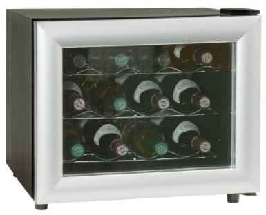 Haier HVT12ABS 12-Bottle-Capacity Table-Top Wine Cellar, Black with Silver Trim