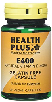 Health Plus E400 Vitamin E Supplement - 30 Gelatin Free Capsules