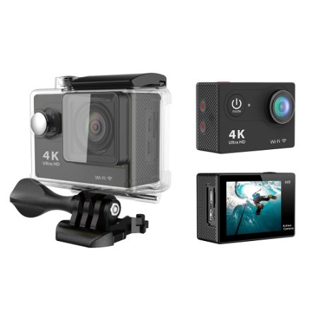 Eken H9 Wifi Action Camera (Black)   4K25/1080p60   170 Degree Lens   Free Selfie Stick   Free Charging Dock