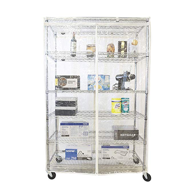 Storage Shelving unit cover see through PVC, fits racks 36"Wx18"Dx72"H all clear PVC, Cover Only