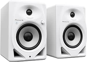 Pioneer DJ DM-50D-BT-W 5 Inch Active Monitor Speaker with Bluetooth - Desktop Monitor System - 2 Way Sound Mode for Music Production - Class D Amplifier - Balanced Bass - White