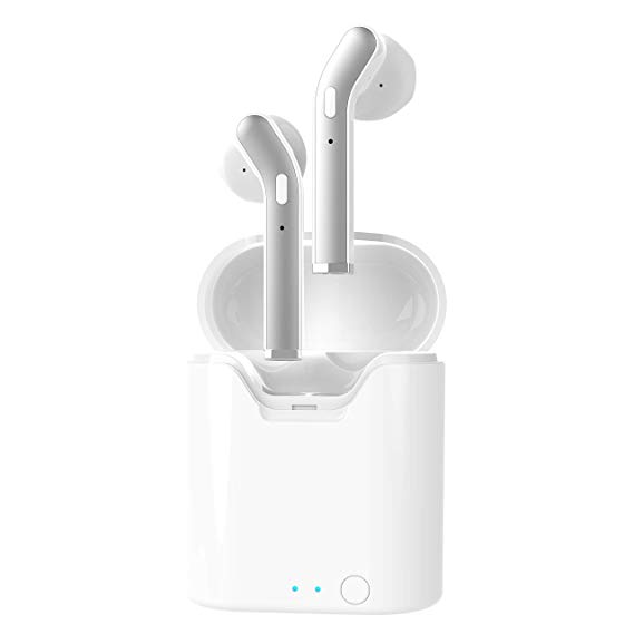 Bluetooth Earbuds, Wireless in-Ear Headphone Stereo Earpiece Earphone, Noise Canceling Mic for iPhone 11 XR X 8 8plus 7 7plus 6S 6 iOS iPad Samsung S10 S9 Note10 Android Phones Tablet (White)