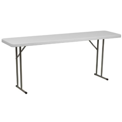 Flash Furniture RB-1872-GG 18-Inch Width by 72-Inch Length Granite Plastic Folding Training Table, Gray/White