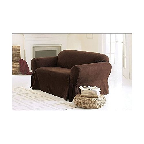 Chezmoi Collection Soft Micro Suede Solid Chocolate Brown Couch/sofa Cover Slipcover with Elastic Band Under Seat Cushion