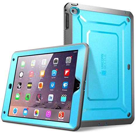 iPad Air 2 Case, SUPCASE [Heavy Duty] Apple iPad Air 2 Case [2nd Generation] 2014 Release [Unicorn Beetle PRO Series] Full-body Rugged Hybrid Protective Case Cover with Built-in Screen Protector, Blue/Black - Dual Layer Design   Impact Resistant Bumper