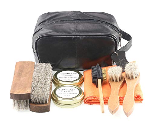 Cathcart Elliot Quality Shoe Cleaning Kit with Large Dense Brushes Huge Polishing Cloth and Wax Polish