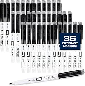 Quartet Dry Erase Markers, Fine Tip White Board Dry Erase Markers, Office Essentials, Black, 36 Pack (Q120Z03-R)