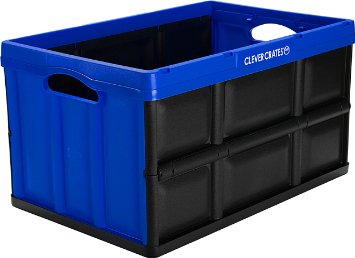 CleverMade CleverCrates Collapsible Storage Container, 62 Liter Solid Utility Crate, Royal Blue