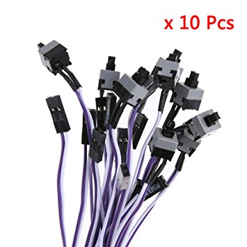 10 Pack 2 Pin SW PC Restarting Power Cable on/off Push Switch Button ATX Computer Switch Wire 50cm