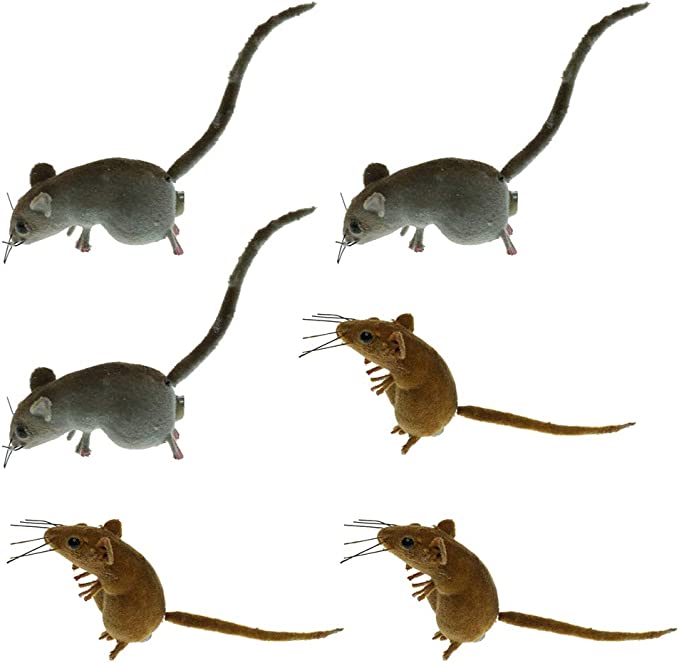 homozy 6 Pieces Mini Hairy Rats Mouse Halloween Decoration Garden Decoration, Fake Mouse Toys, Realistic Clay Figurines Simulated Small Mouse Models for Party Decorations Joke Trick Prank Props